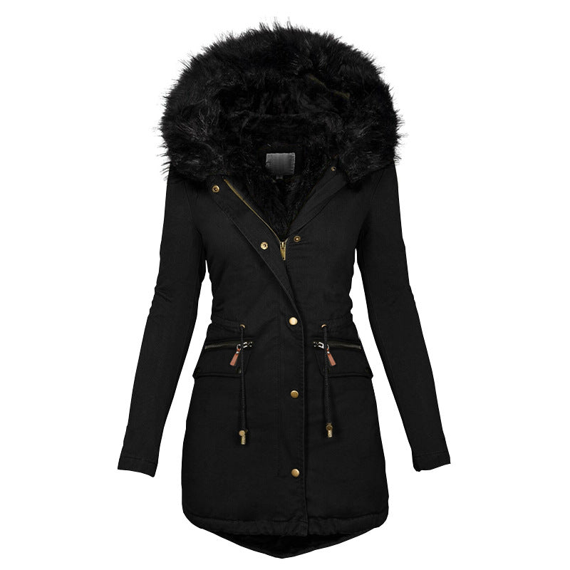 Women’s Plush Hooded Winter Parka Jacket