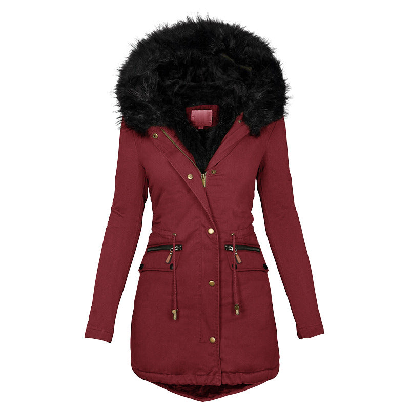 Women’s Plush Hooded Winter Parka Jacket