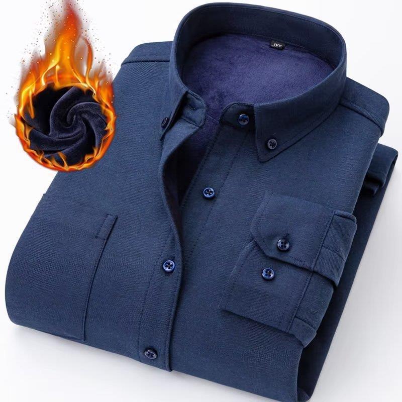 Men’s Fleece-Lined Oxford Flannel Warm Shirt