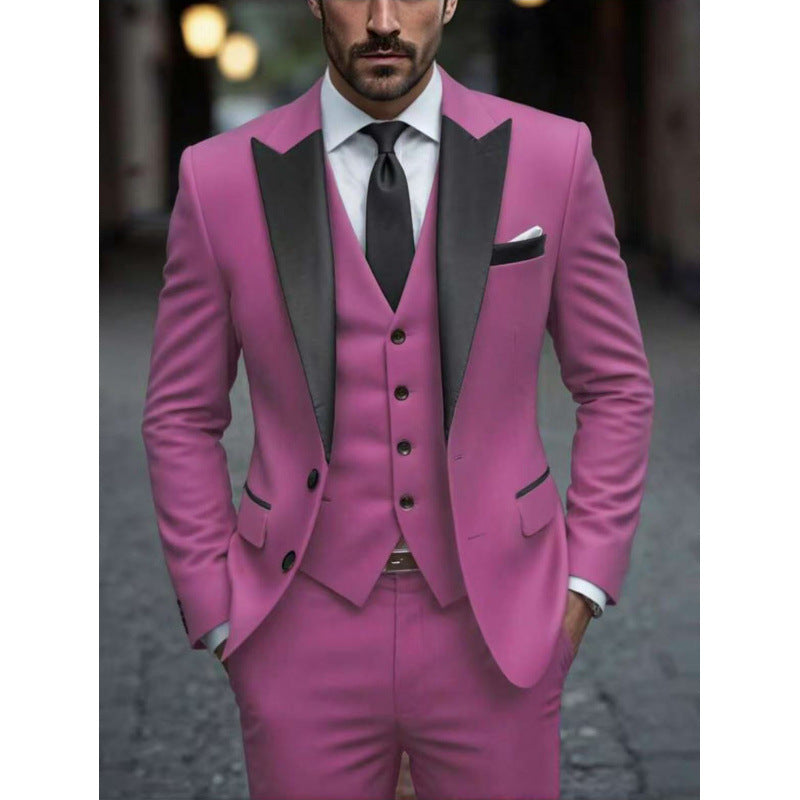 Men's Slim-fit Suit Jacket Three-piece Set