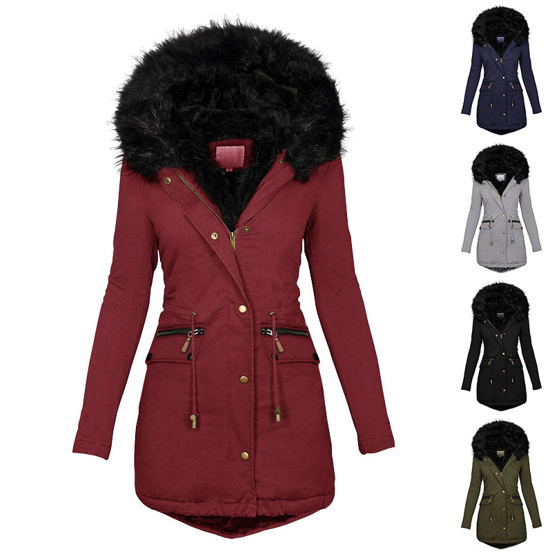 Women’s Plush Hooded Winter Parka Jacket