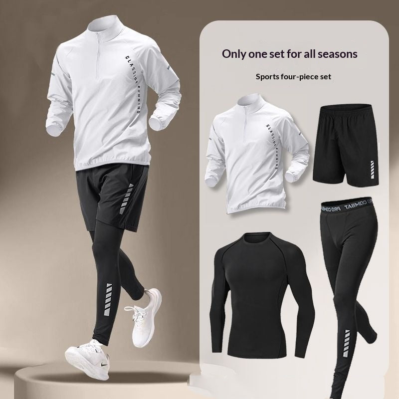 Fitness Set Men's Ice Silk Quick-dry Summer Sportswear Short Sleeve