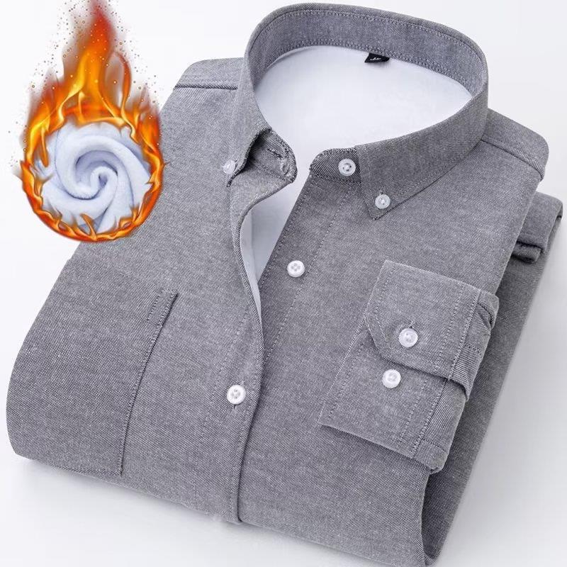 Men’s Fleece-Lined Oxford Flannel Warm Shirt