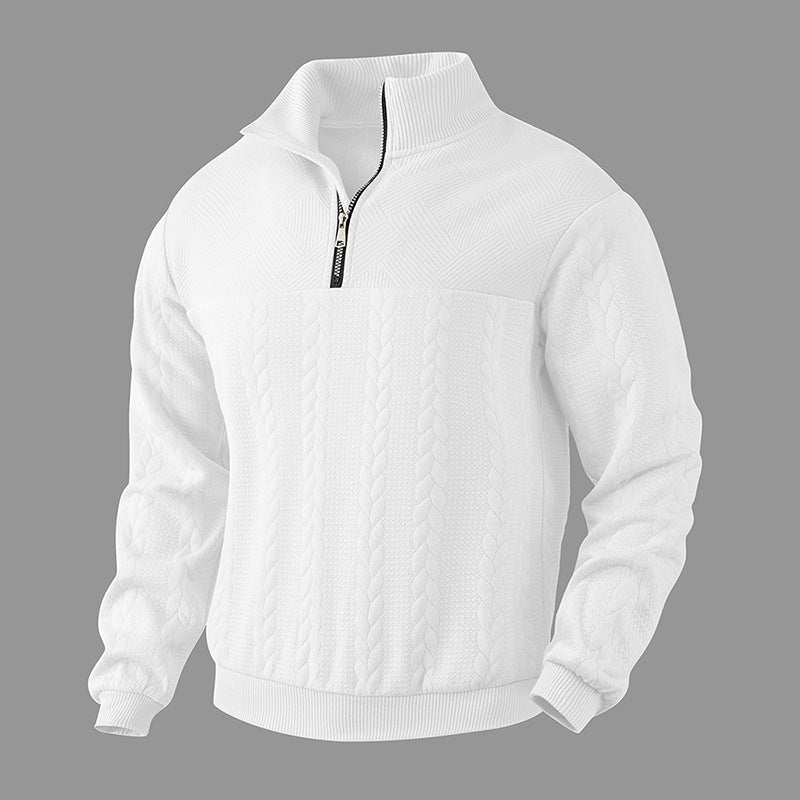 Men’s Jacquard Quarter-Zip Warm Pullover Hoodie
