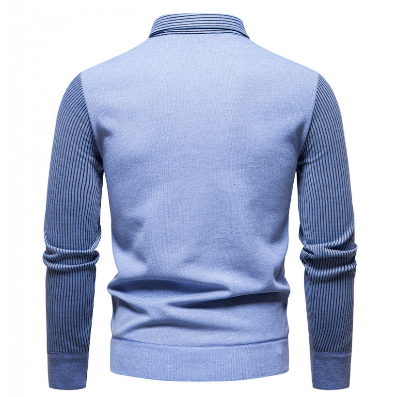 Men’s Fleece-Lined Striped Two-Piece Look Shirt