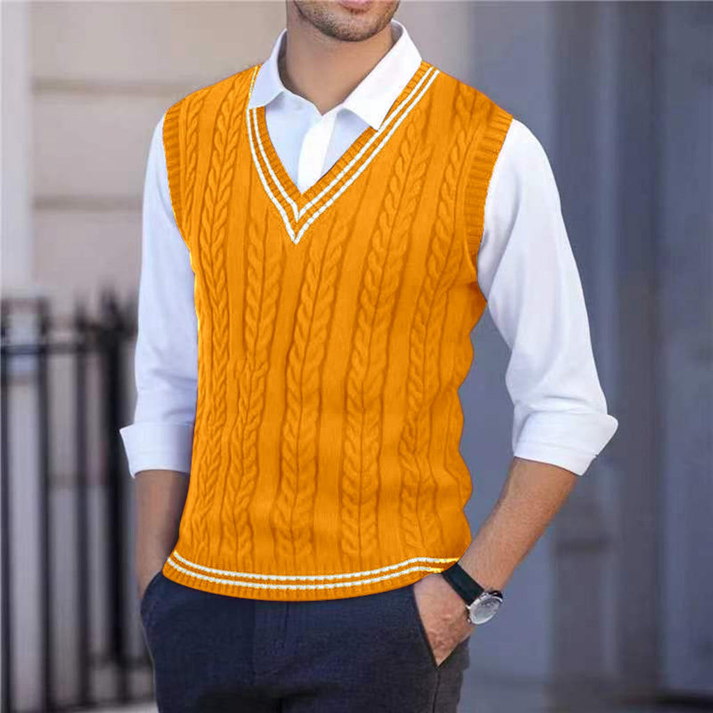 Men's V-neck Cabled Knit Vest