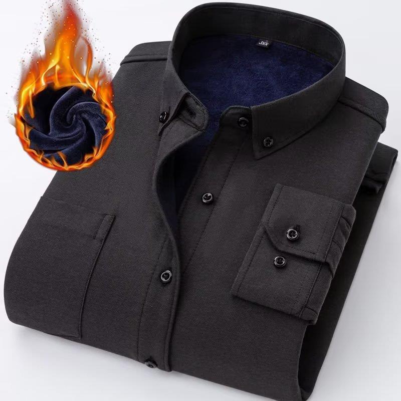 Men’s Fleece-Lined Oxford Flannel Warm Shirt