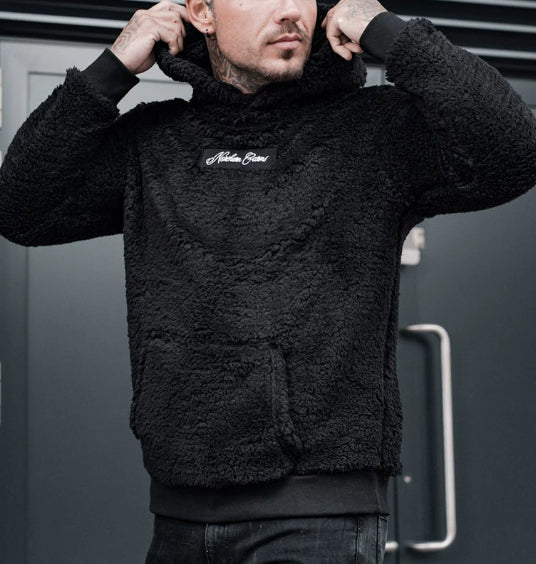 Men’s Plush Hooded Sweatshirt with Big Pocket Solid Clothing