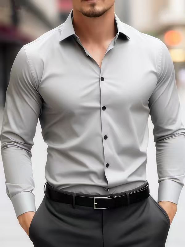 Men's Business-Style Korean-Style Handsome  Cool Slim-Fit Professional Shirt