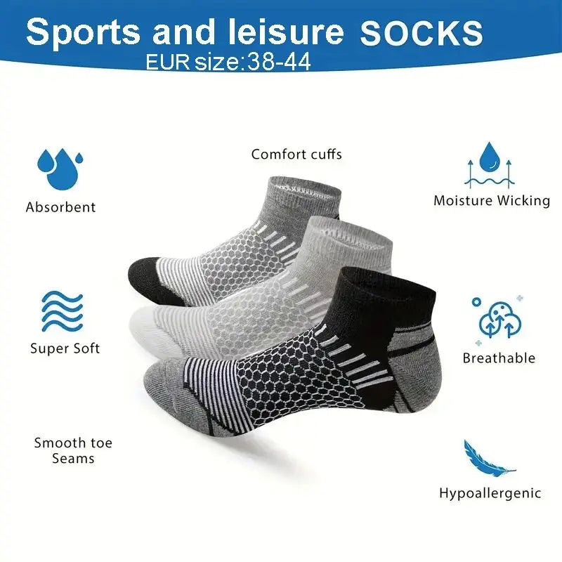 6 Pairs Men Moisture-Wicking Breathable, Sports Socks