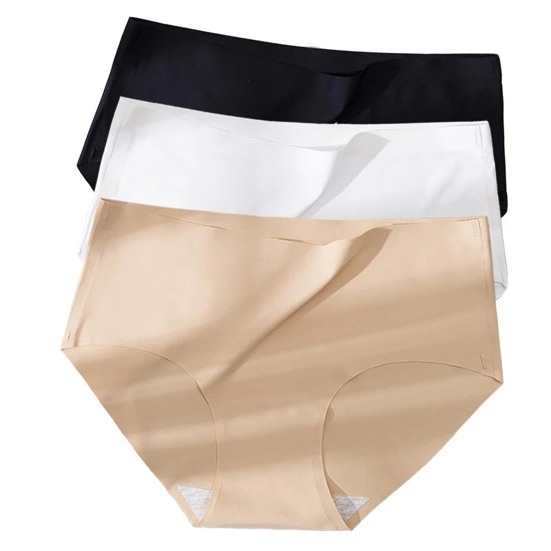 3PCS Plus Size Ice Silk Seamless Panties