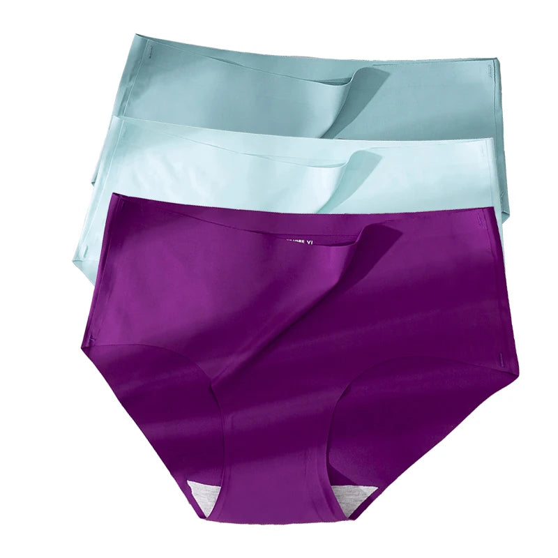 3PCS Plus Size Ice Silk Seamless Panties