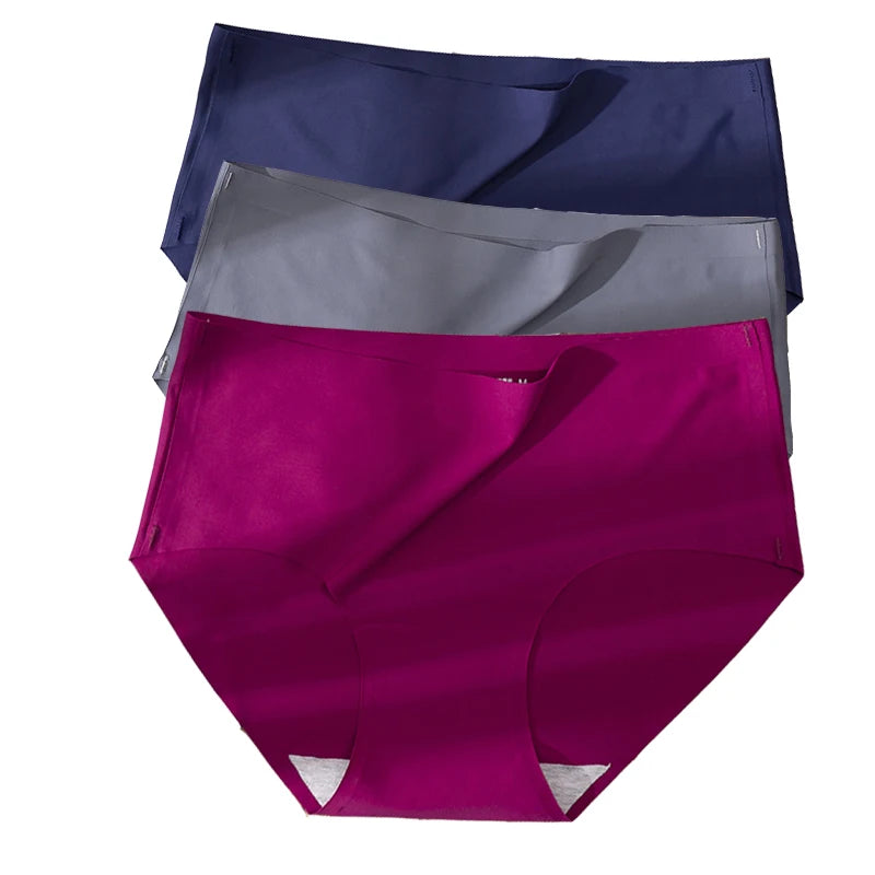 3PCS Plus Size Ice Silk Seamless Panties