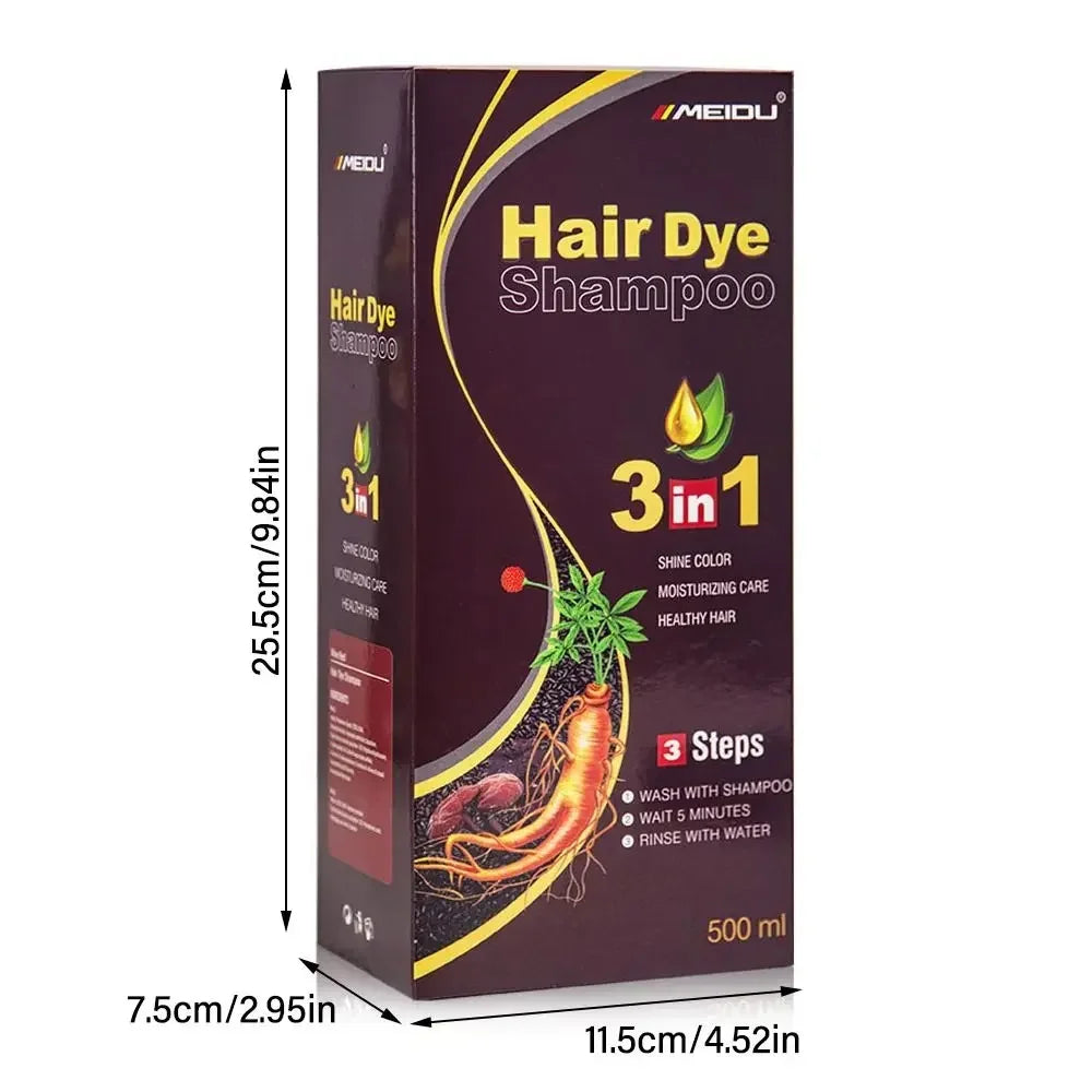 3 In 1 Instant Coloring Shampoo 500ml Natural Black Color for Men Women Hair Dye Herbal Brown Purple Hair Dye Shampoo