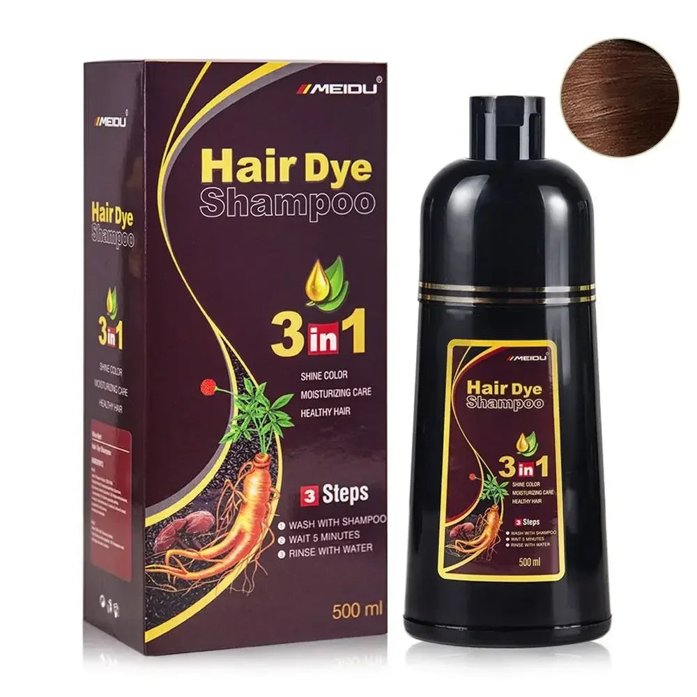 3 In 1 Instant Coloring Shampoo 500ml Natural Black Color for Men Women Hair Dye Herbal Brown Purple Hair Dye Shampoo