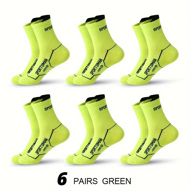 Men Sweat-Absorbent Sports Socks 6-Pack