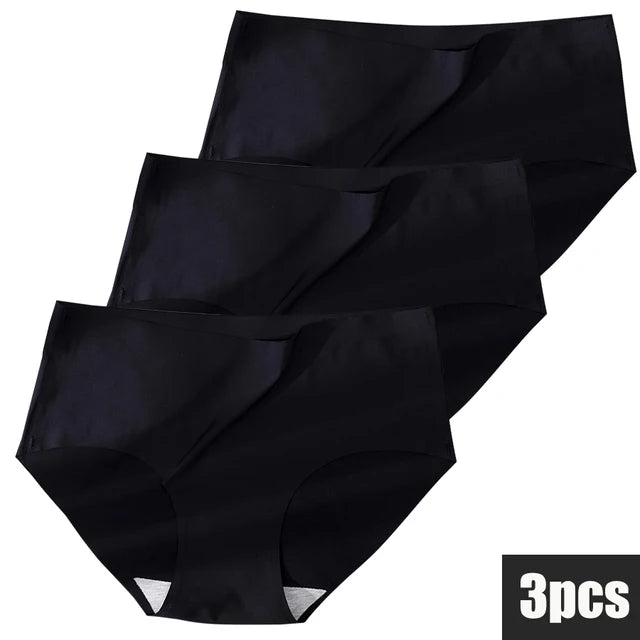 3PCS Plus Size Ice Silk Seamless Panties