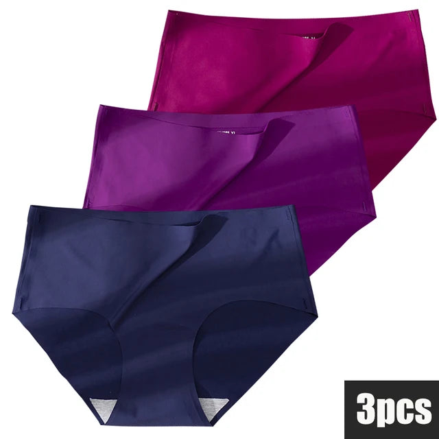 3PCS Plus Size Ice Silk Seamless Panties
