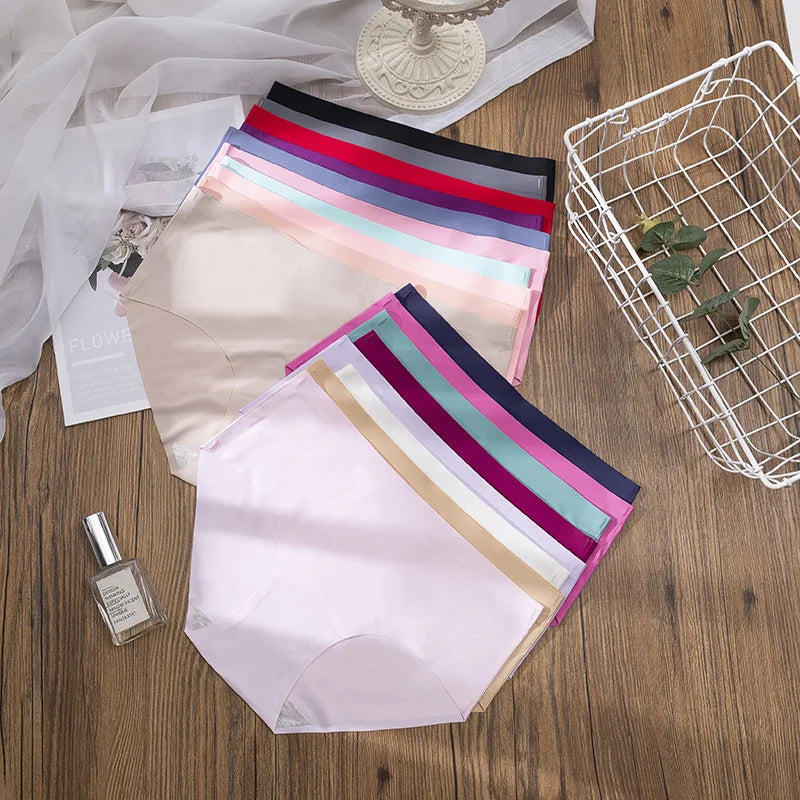 3PCS Plus Size Ice Silk Seamless Panties