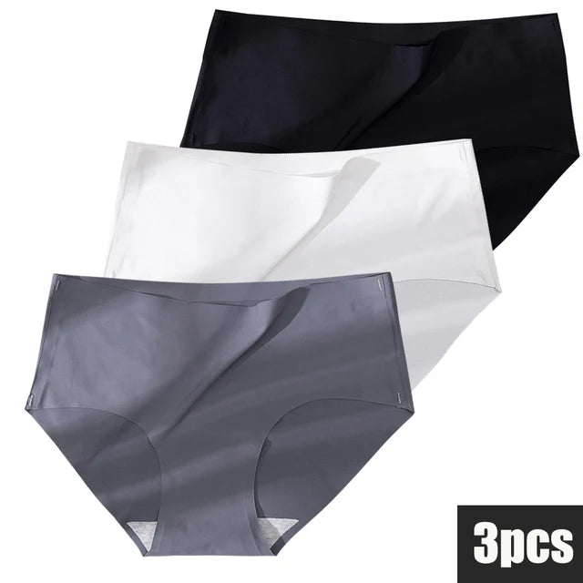 3PCS Plus Size Ice Silk Seamless Panties