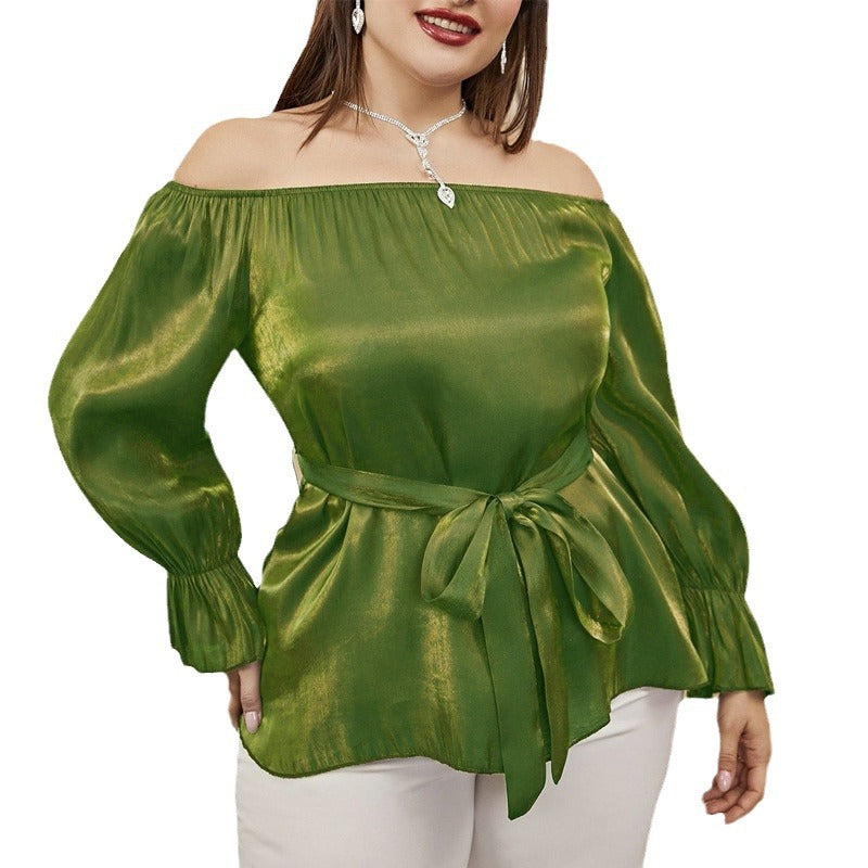 One-shoulder Middle Eastern Lace Blouse Long Sleeve