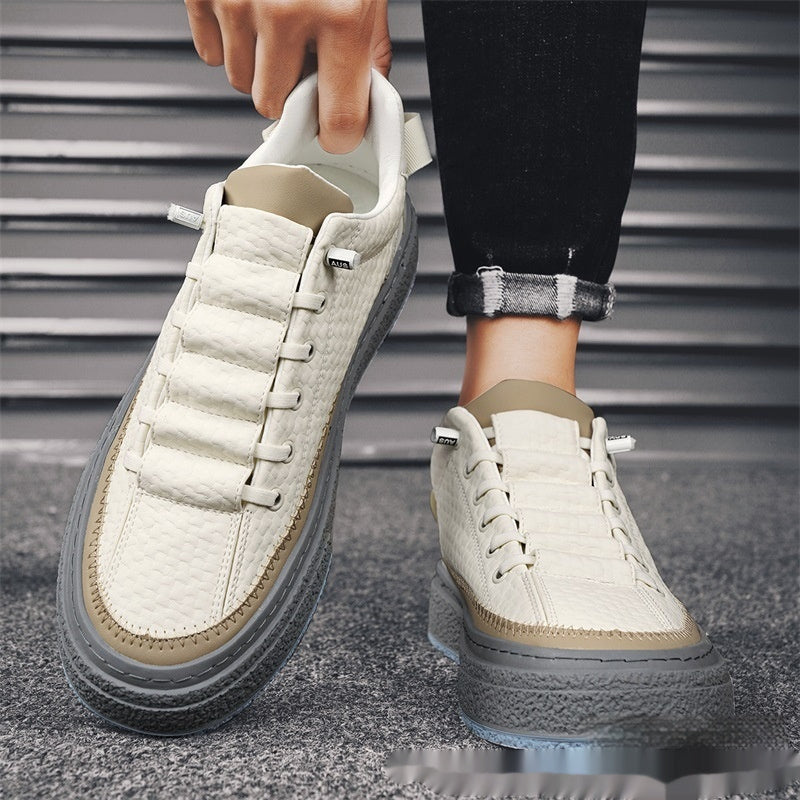 Elastic Leather Casual Running Shoes Trendy Sports