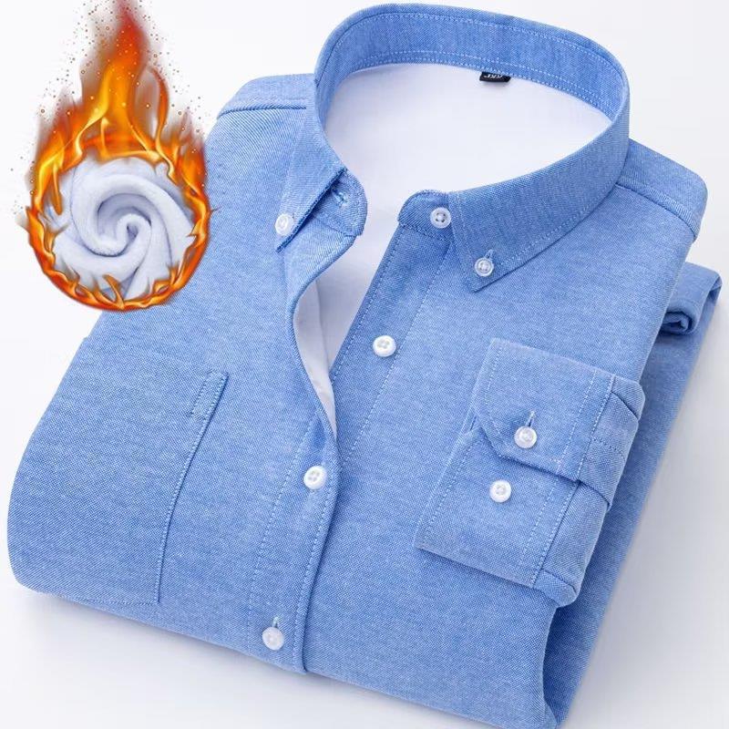 Men’s Fleece-Lined Oxford Flannel Warm Shirt