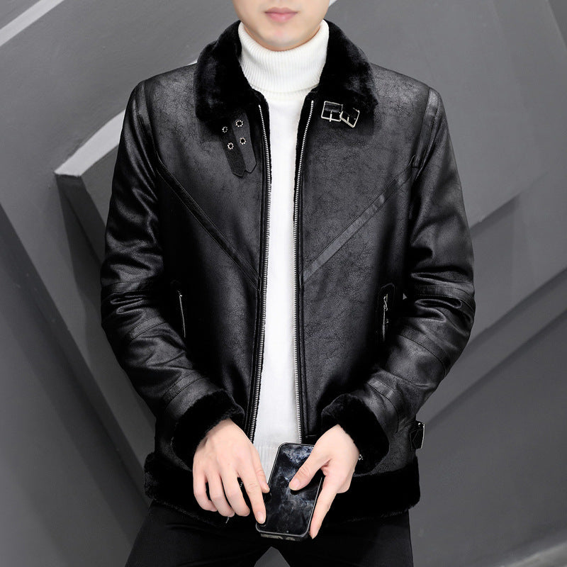 Fashion Casual Simple Thick Fur Collar Men's Clothing